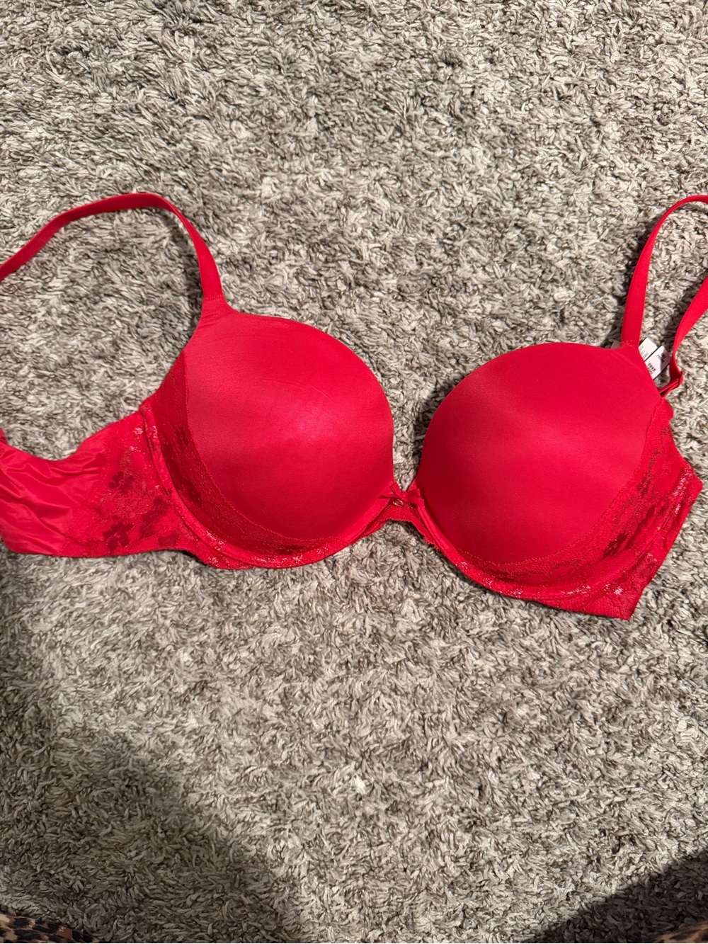 Victoria's Secret Red Lace-Trim Push-Up Bra